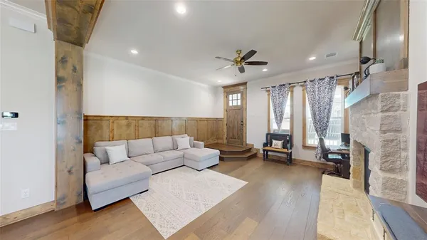 a living room with furniture and a couch