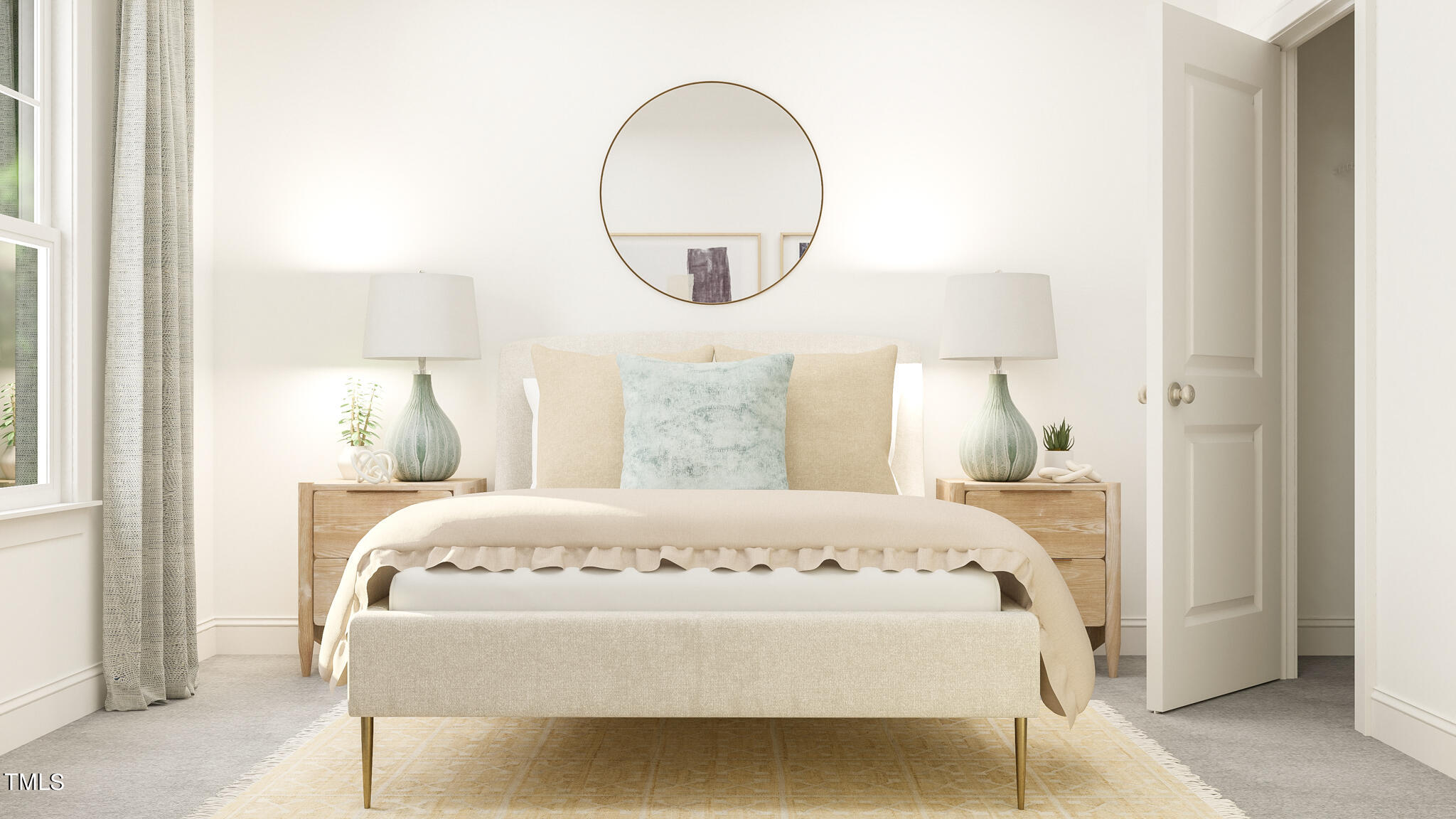 607 Bronco Circle Durham, NC 27703 - Photo 25 of 30 a bedroom with a bed and a mirror