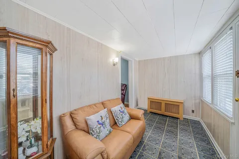 a living room with furniture and a rug