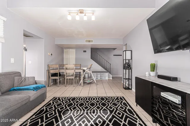 a living room with furniture