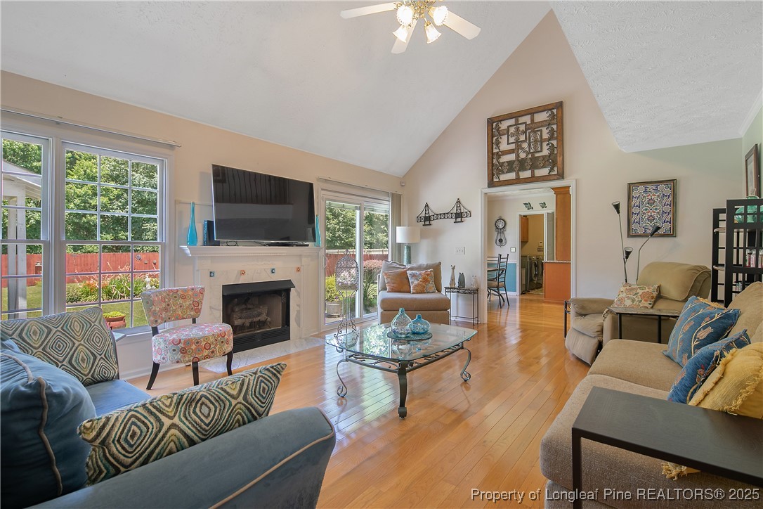 6528 Foxberry Road Fayetteville, NC 28314 - Photo 11 of 50 a living room with furniture a fireplace and a flat screen tv