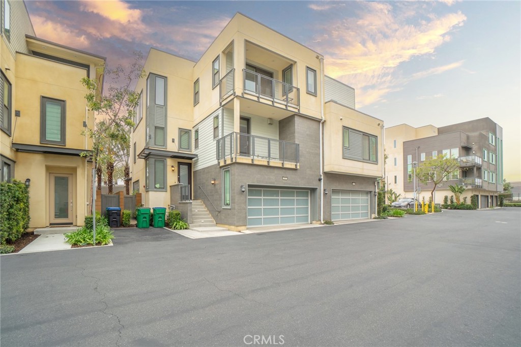 a front view of a building with a street