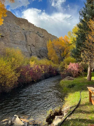 a view of a lake with a mountain