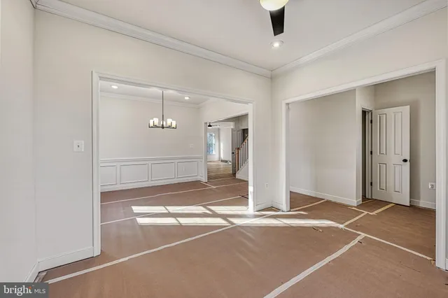a view of a livingroom with a chandelier