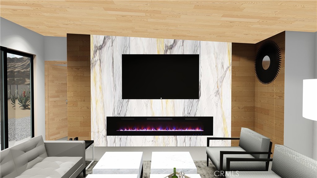 64845 Sun Oro Road Joshua Tree, CA 92252 - Photo 19 of 52 a living room with furniture and a fireplace