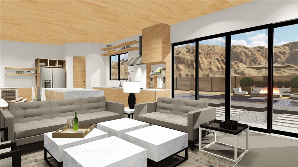 64845 Sun Oro Road Joshua Tree, CA 92252 - Photo 8 of 52 a living room with furniture and a floor to ceiling window