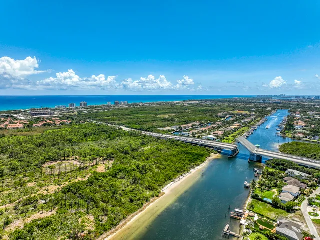 a view of a lake with a city