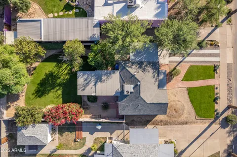 an aerial view of a house