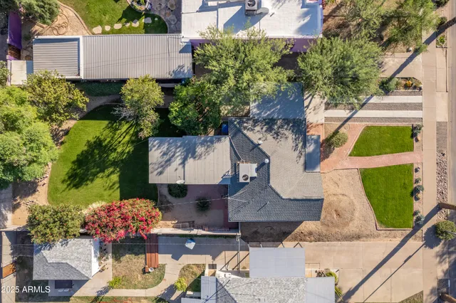 an aerial view of a house