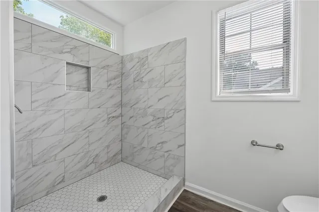 a bathroom with a tub