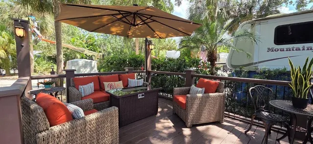 a view of outdoor space with seating