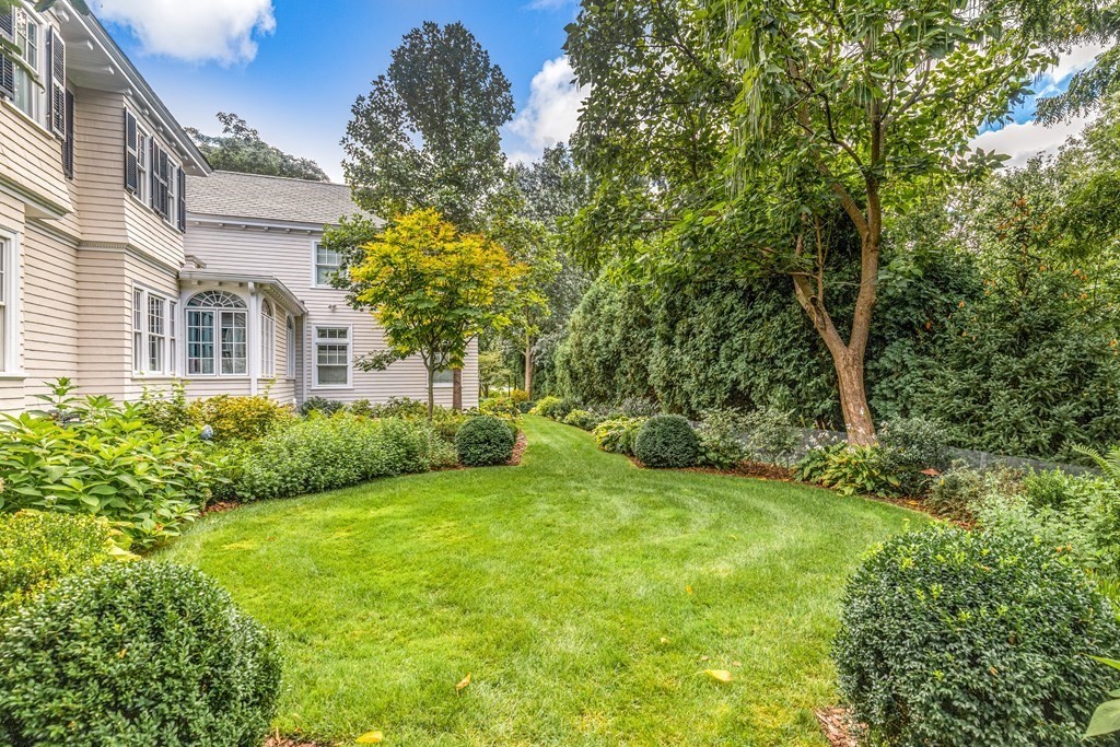 48 Everett Avenue Winchester, MA 01890 - Photo 42 of 42 a view of a backyard with plants and large trees
