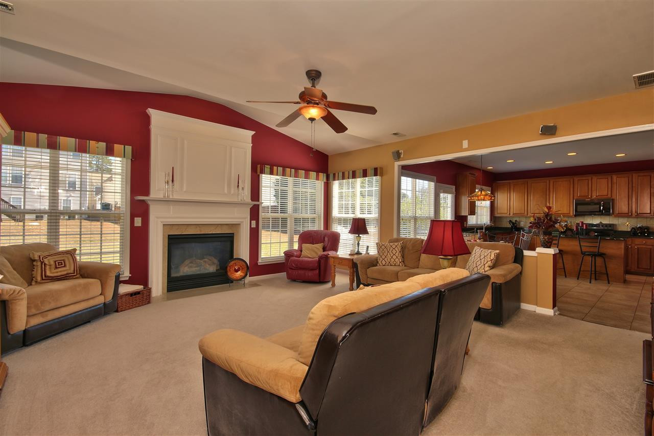Fabulous open concept flow from the family room into the breakfast room and large kitchen. Expansive windows to enjoy the view to the back yard. Family Room