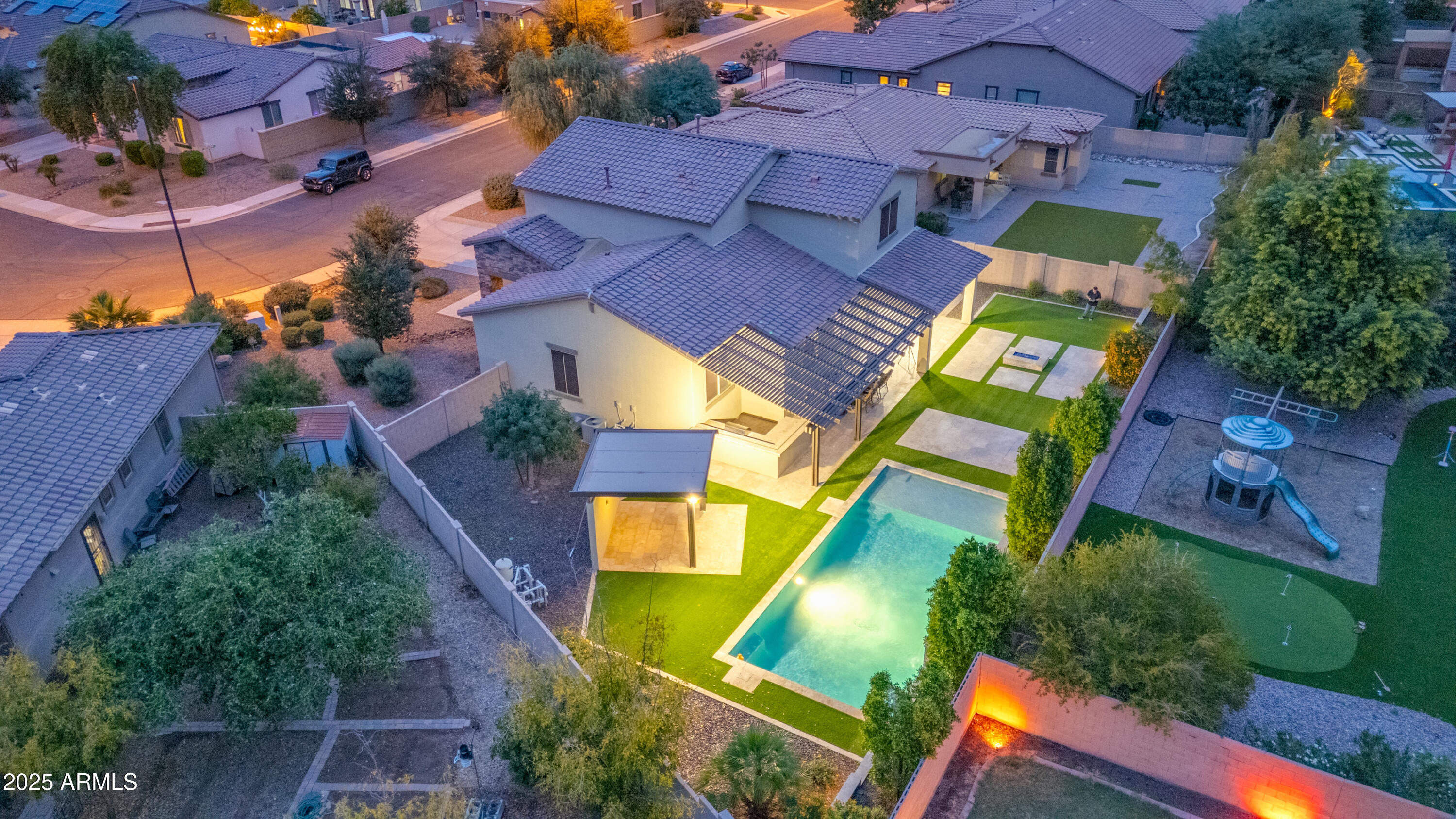 4587 South Ellesmere Street Gilbert, AZ 85297 - Photo 49 of 53 4587 S Ellesmere St-Twilight-Drone-8