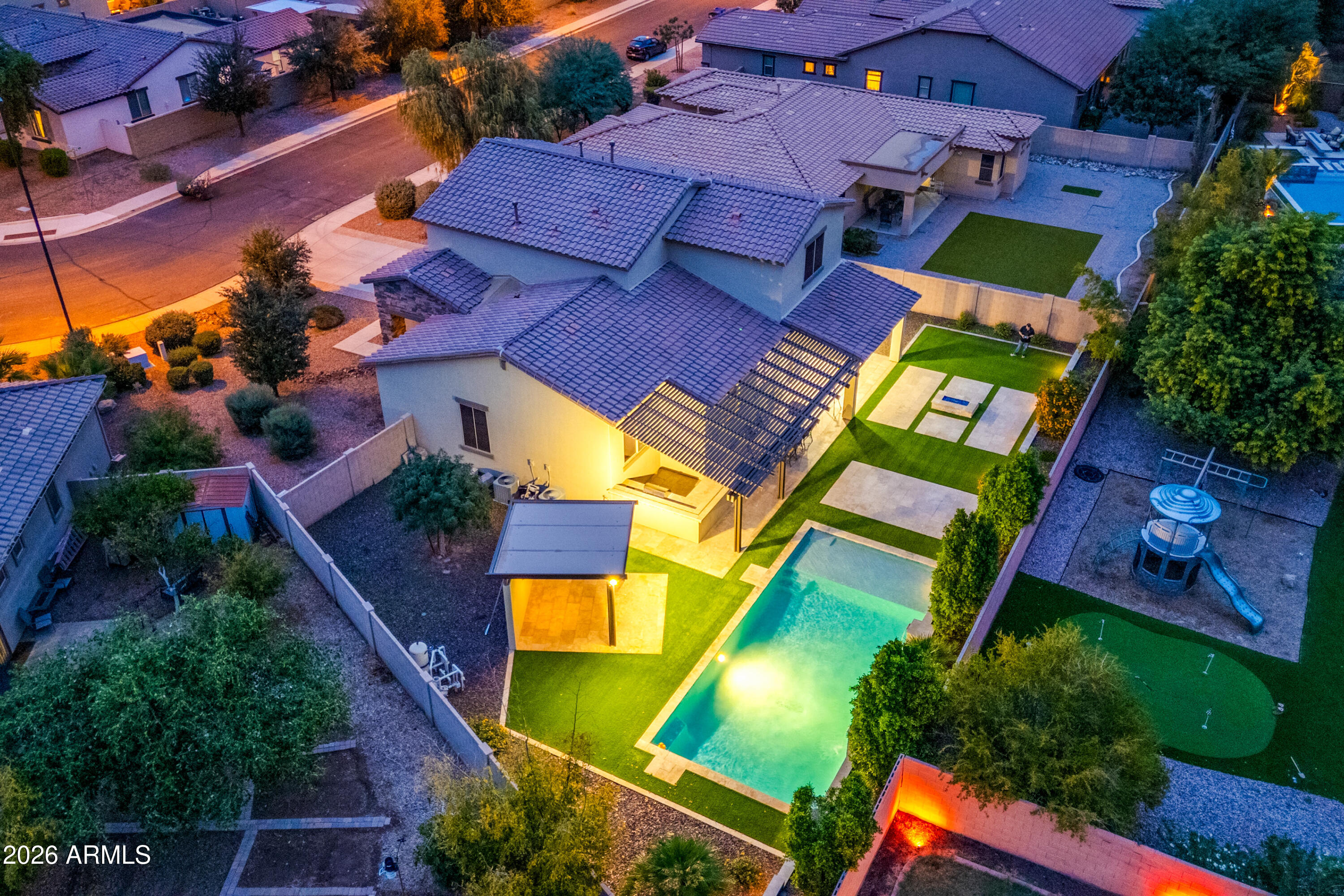 4587 South Ellesmere Street Gilbert, AZ 85297 - Photo 53 of 55 an aerial view of a houses with yard