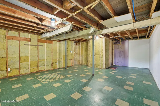 a view of porch with a door