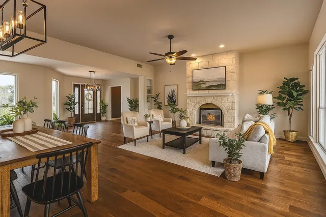 an empty room with windows and entrance