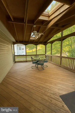 a view of a wooden deck