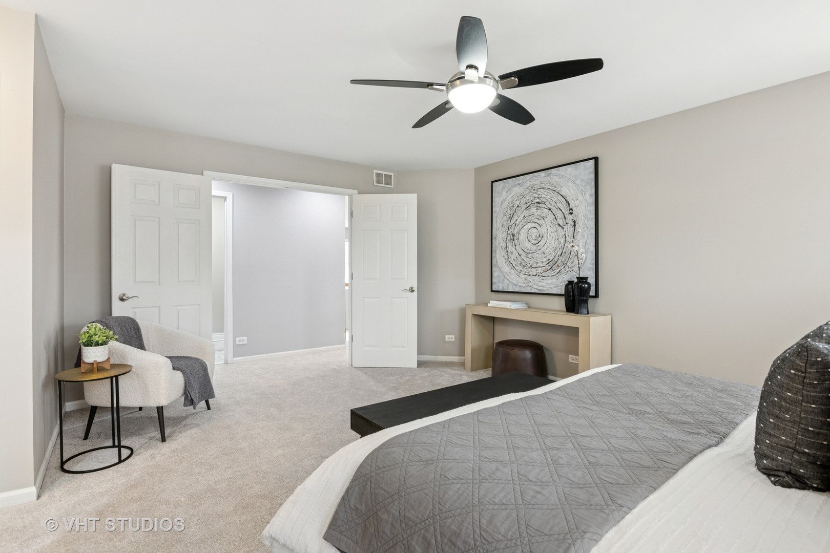 5178 Scott Circle Lisle, IL 60532 - Photo 36 of 45 a bedroom with a bed and a chandelier