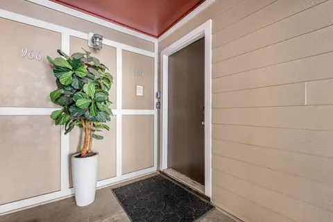 a view of a porch with a tv