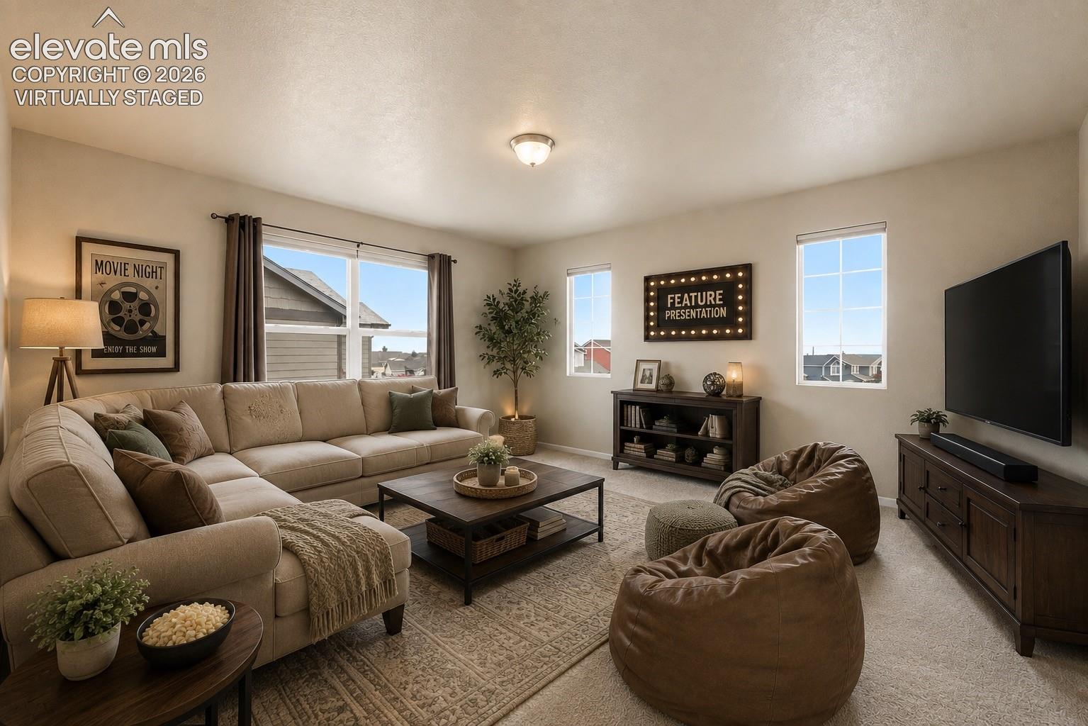 7274 Red Cardinal Loop Colorado Springs, CO 80908 - Photo 10 of 33 *Virtually Staged*
Open Loft Area is a great entertainment space! Recessed ceiling light, expansive window, two additional windows,