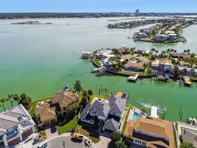 an aerial view of a house with a garden