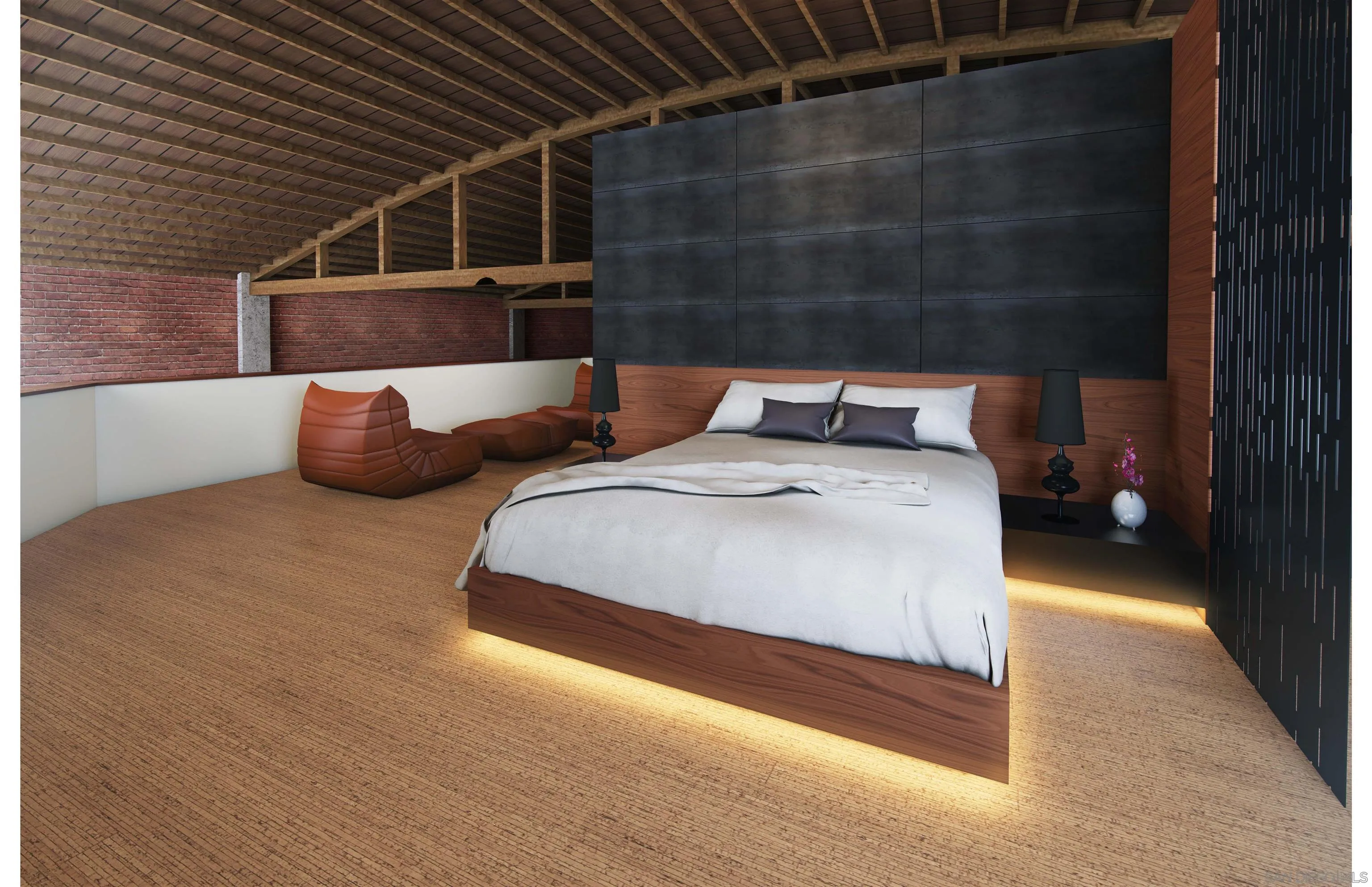 843 Tenth Avenue, Unit A & B San Diego, CA 92101 - Photo 66 of 75 a bedroom with bed and a couch