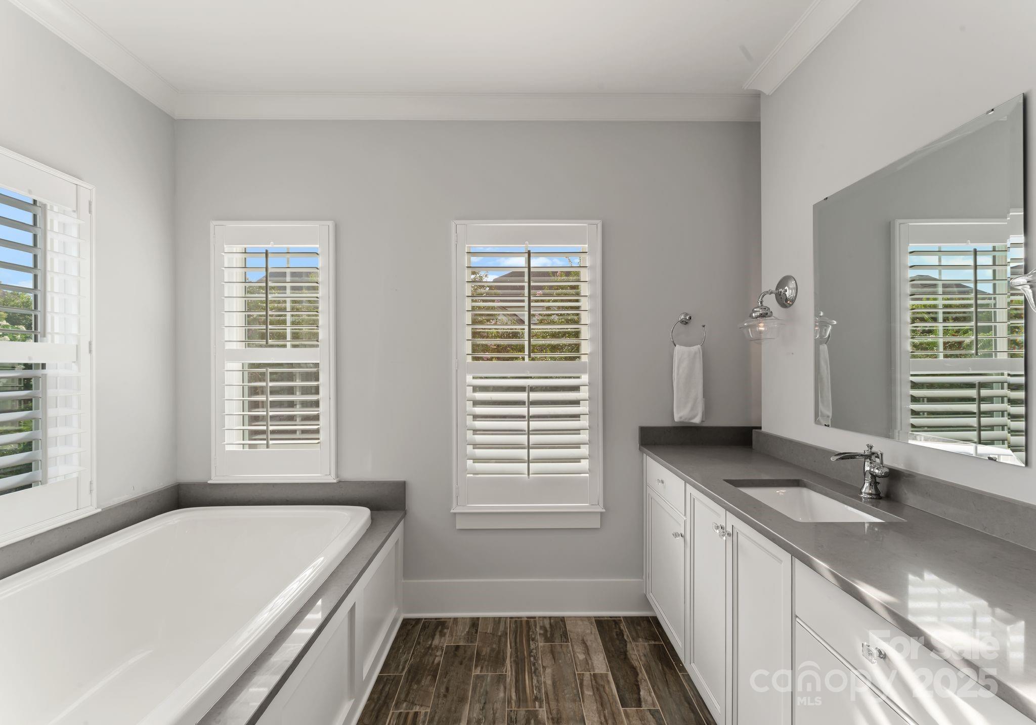 9043 Golden Rock Lane Huntersville, NC 28078 - Photo 35 of 48 a bathroom with a granite countertop tub sink and window