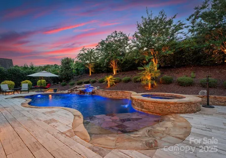 a view of a swimming pool with a yard