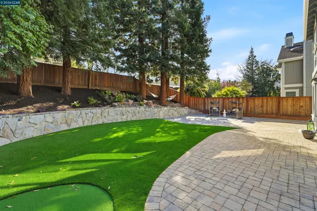 a view of a backyard with a garden