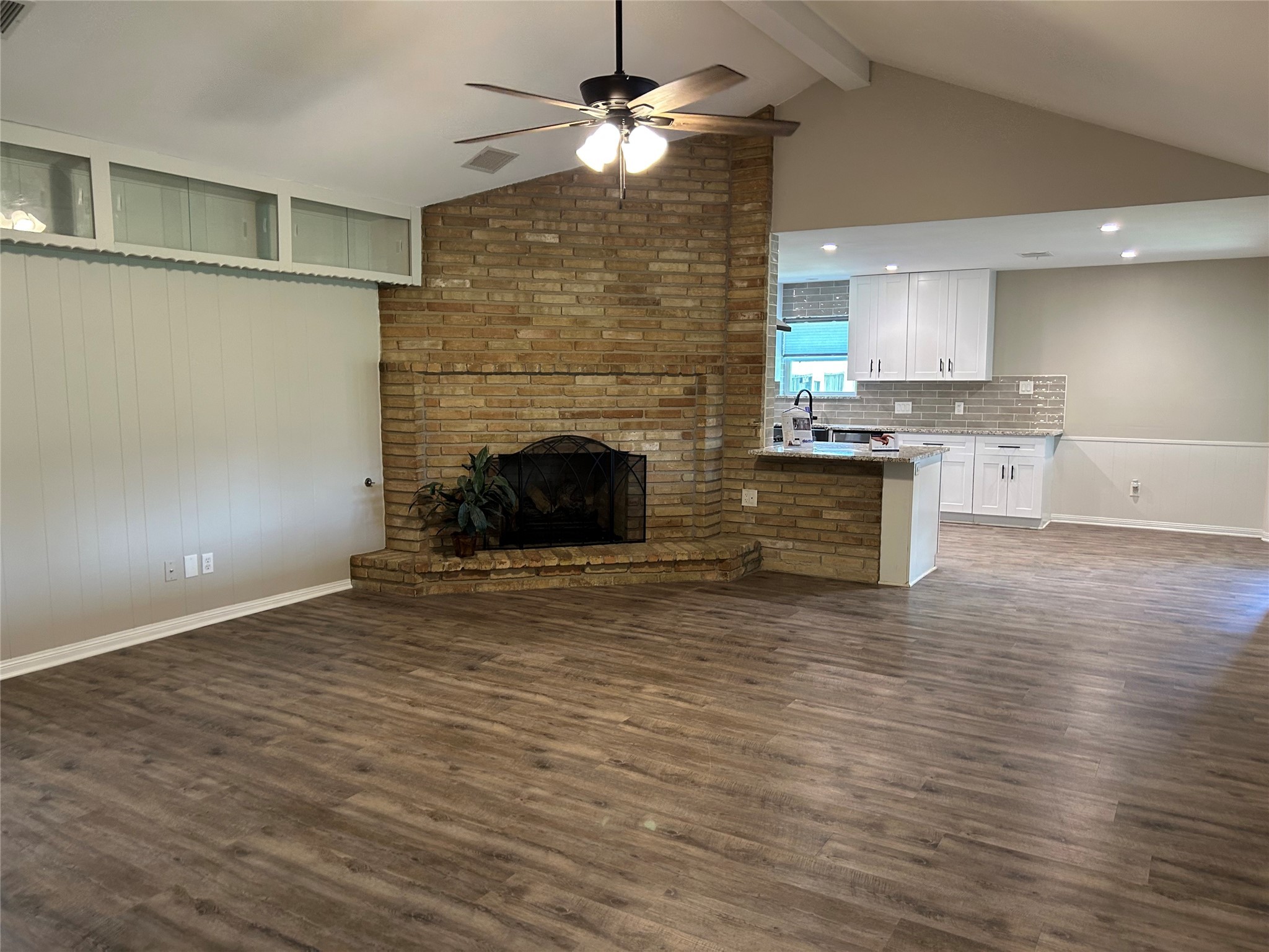 6018 Rena Street Houston, TX 77092 - Photo 2 of 28 a view of kitchen with granite countertop window and fireplace