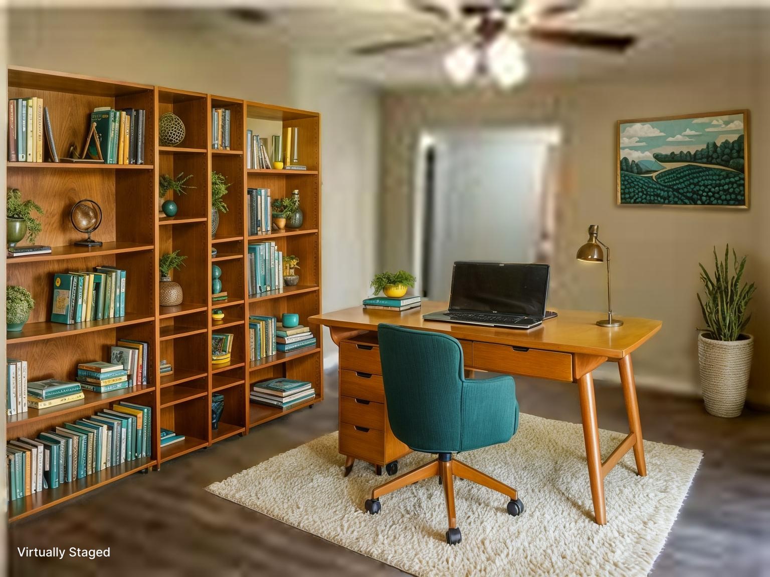 6018 Rena Street Houston, TX 77092 - Photo 5 of 28 a workspace with furniture bookshelf and a window