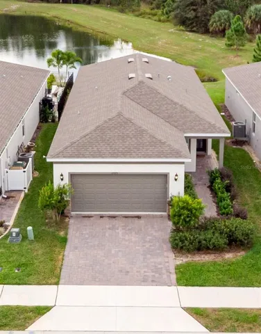 an aerial view of a house