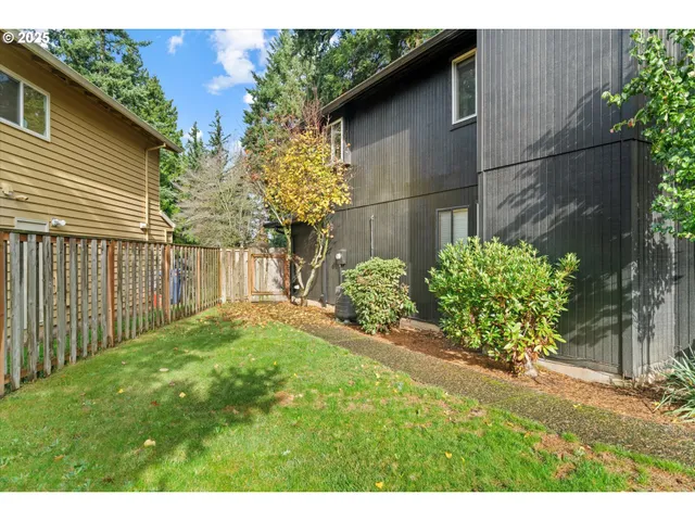 a view of a backyard with plants