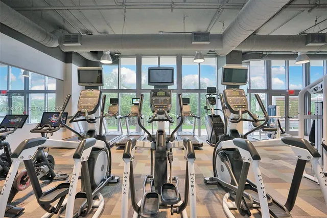 a view of a room with gym equipment
