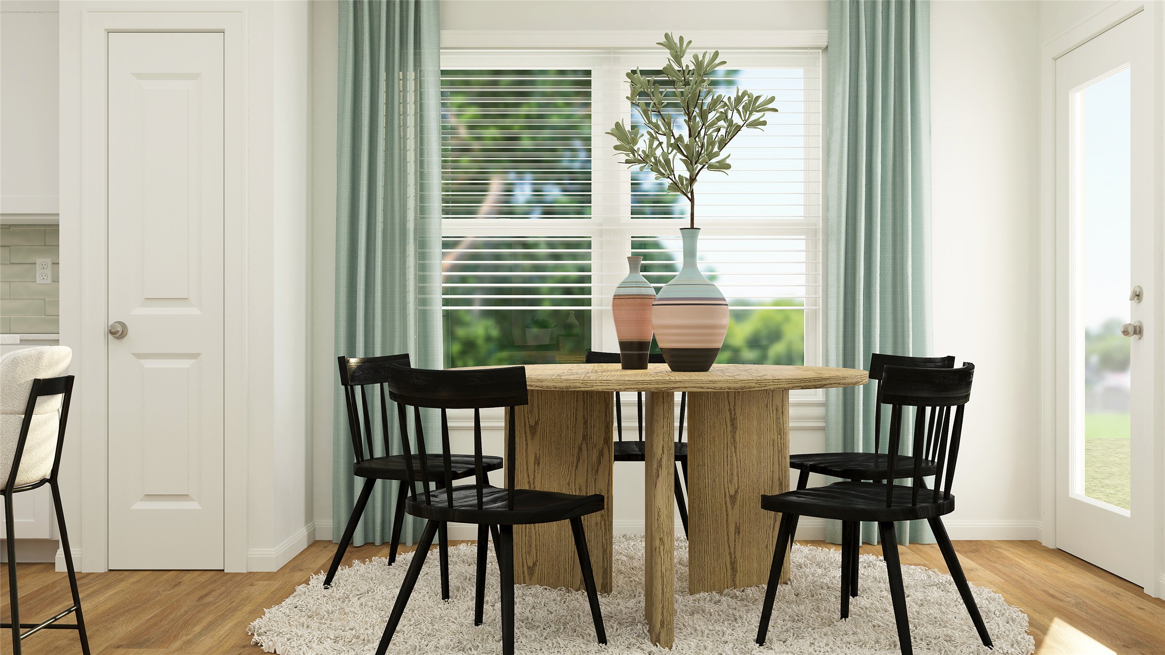 17904 Nashville Warbler Road Pflugerville, TX 78660 - Photo 9 of 23 a view of a dining room with furniture window and wooden floor