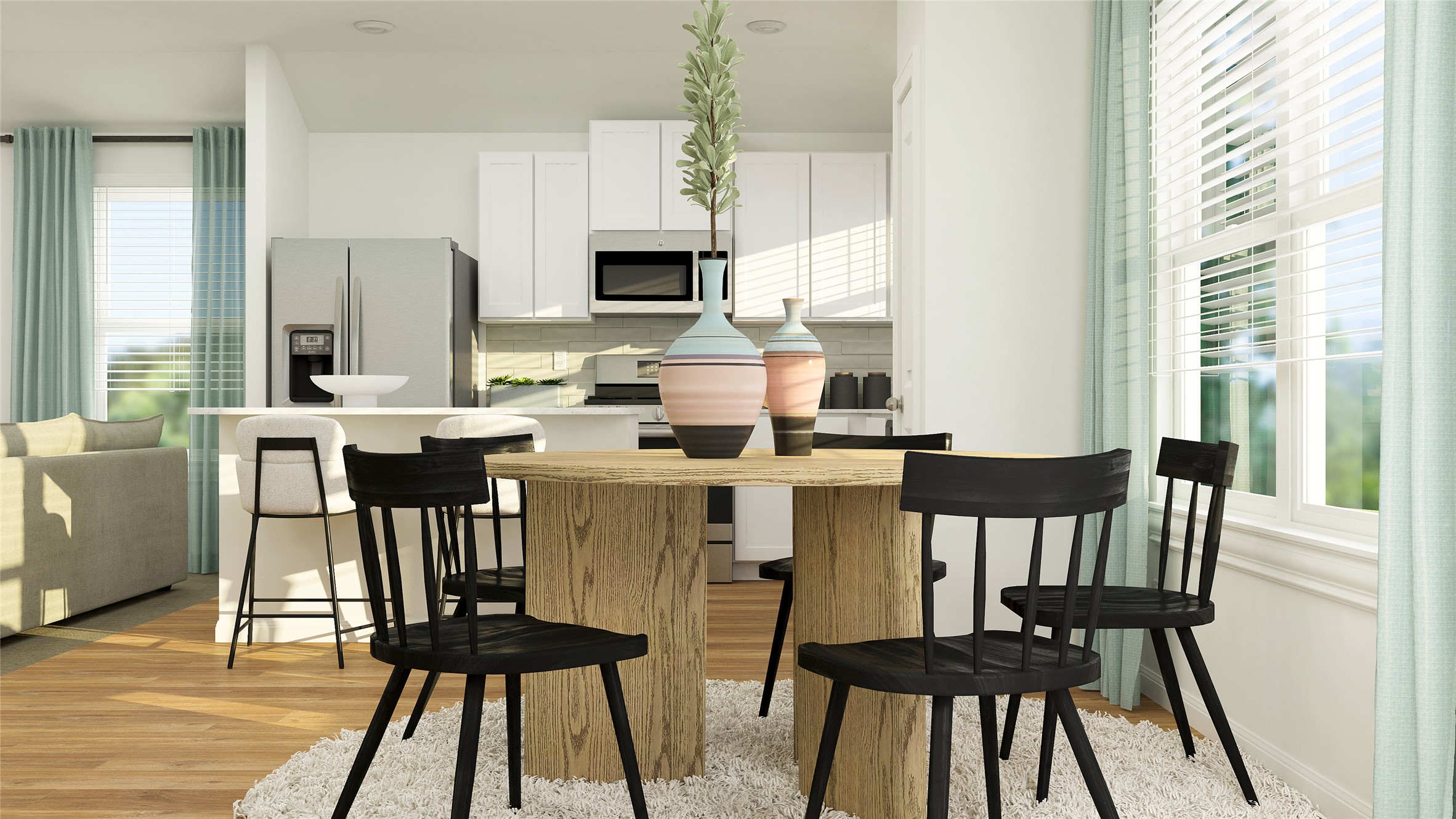 17904 Nashville Warbler Road Pflugerville, TX 78660 - Photo 10 of 23 a view of a dining room with furniture and wooden floor