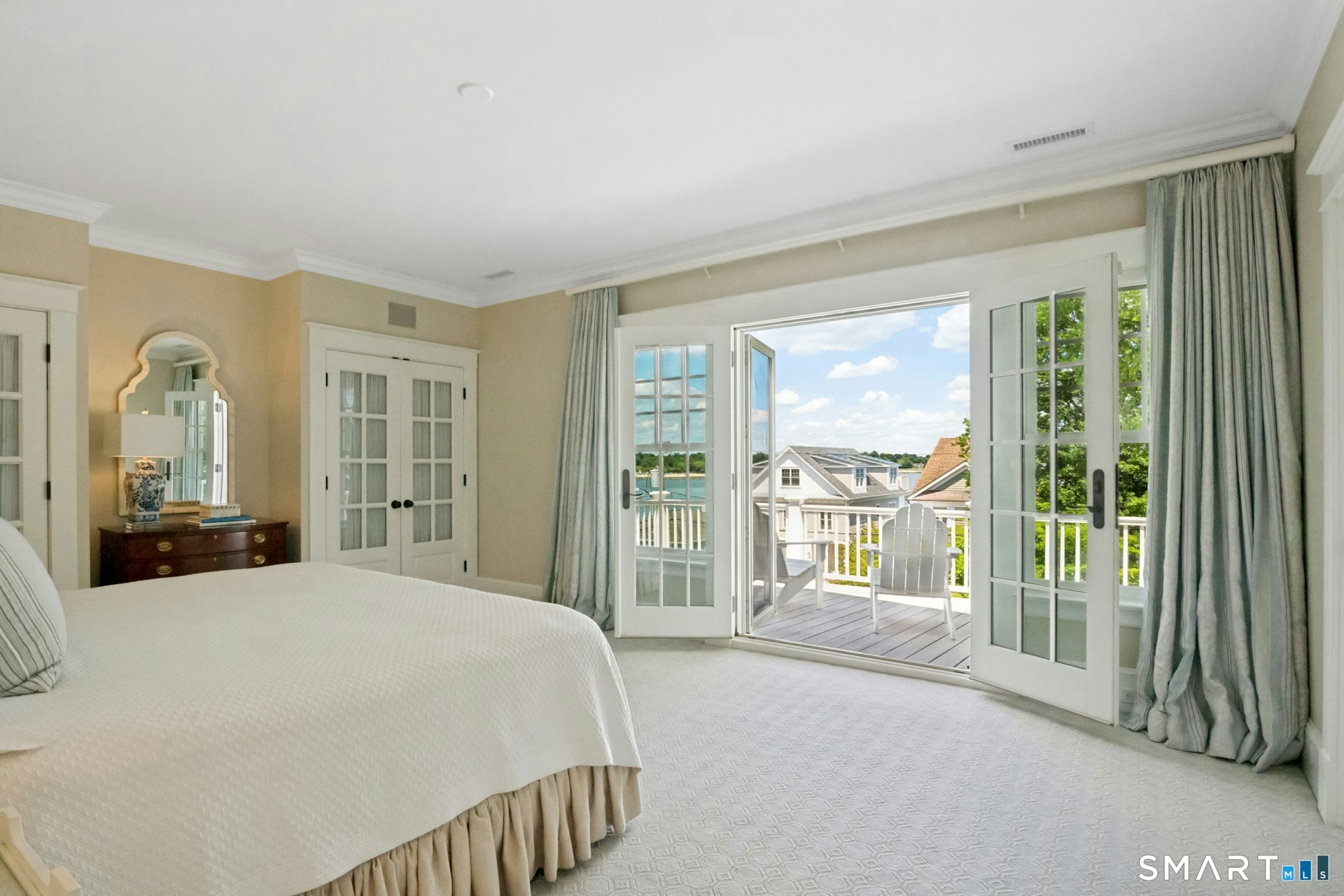 52 Chesterfield Road Stamford, CT 06902 - Photo 14 of 40 Primary bedroom with it's own private deck overlooking LI sound