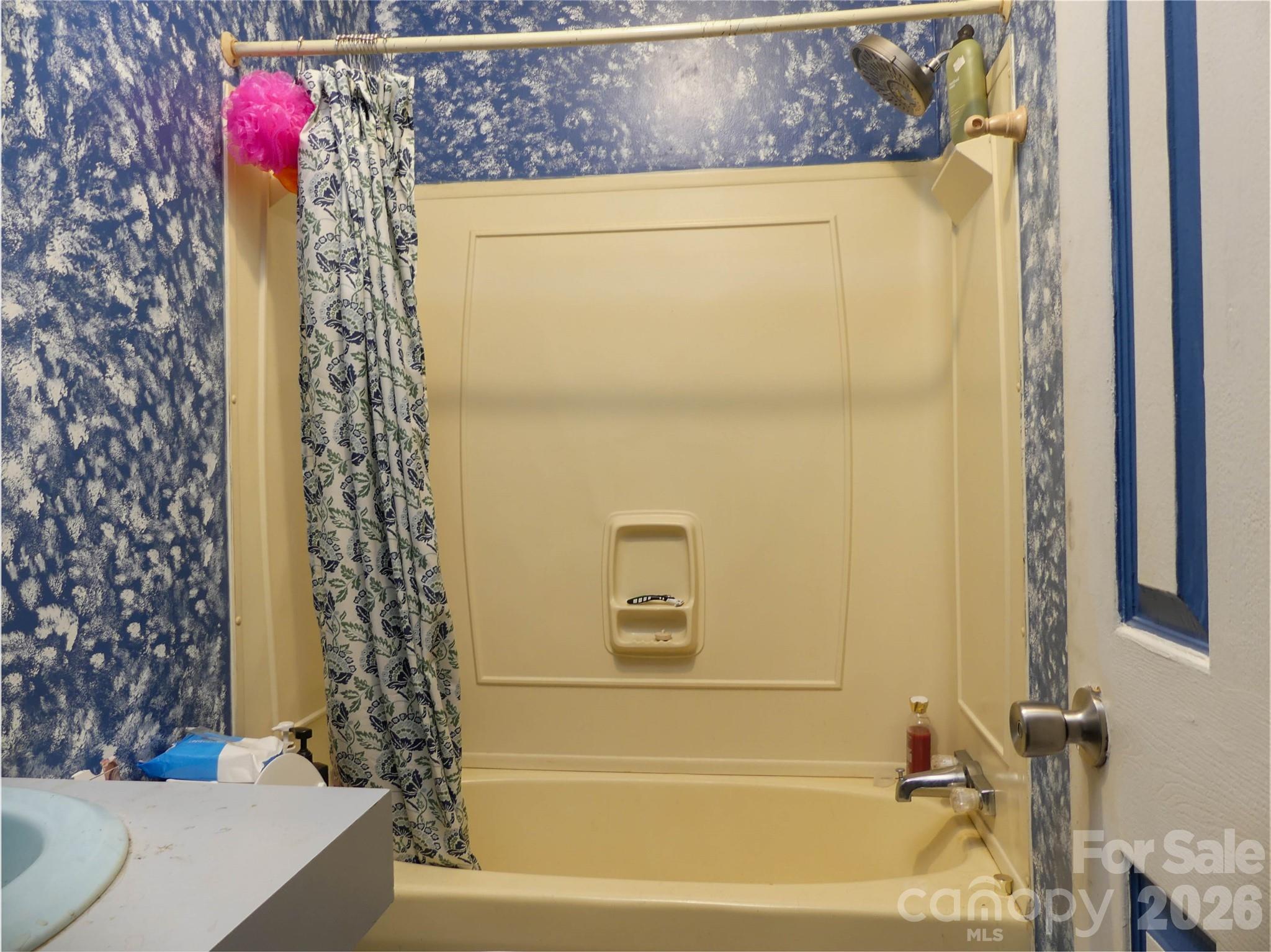 1490 Glenn Carlton Road Boomer, NC 28606 - Photo 12 of 14 a bathroom with a shower curtain and a sink