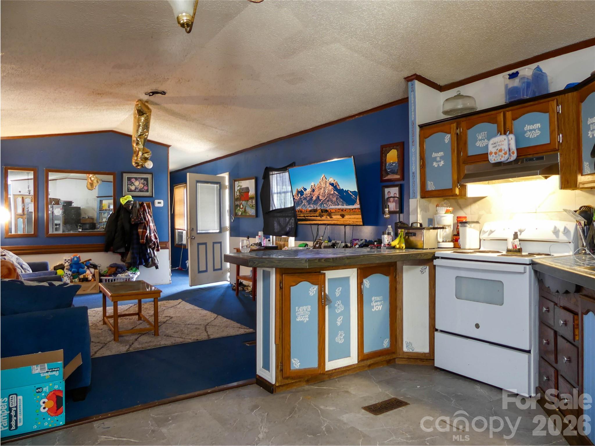 1490 Glenn Carlton Road Boomer, NC 28606 - Photo 6 of 14 a living room with furniture a piano and a kitchen view