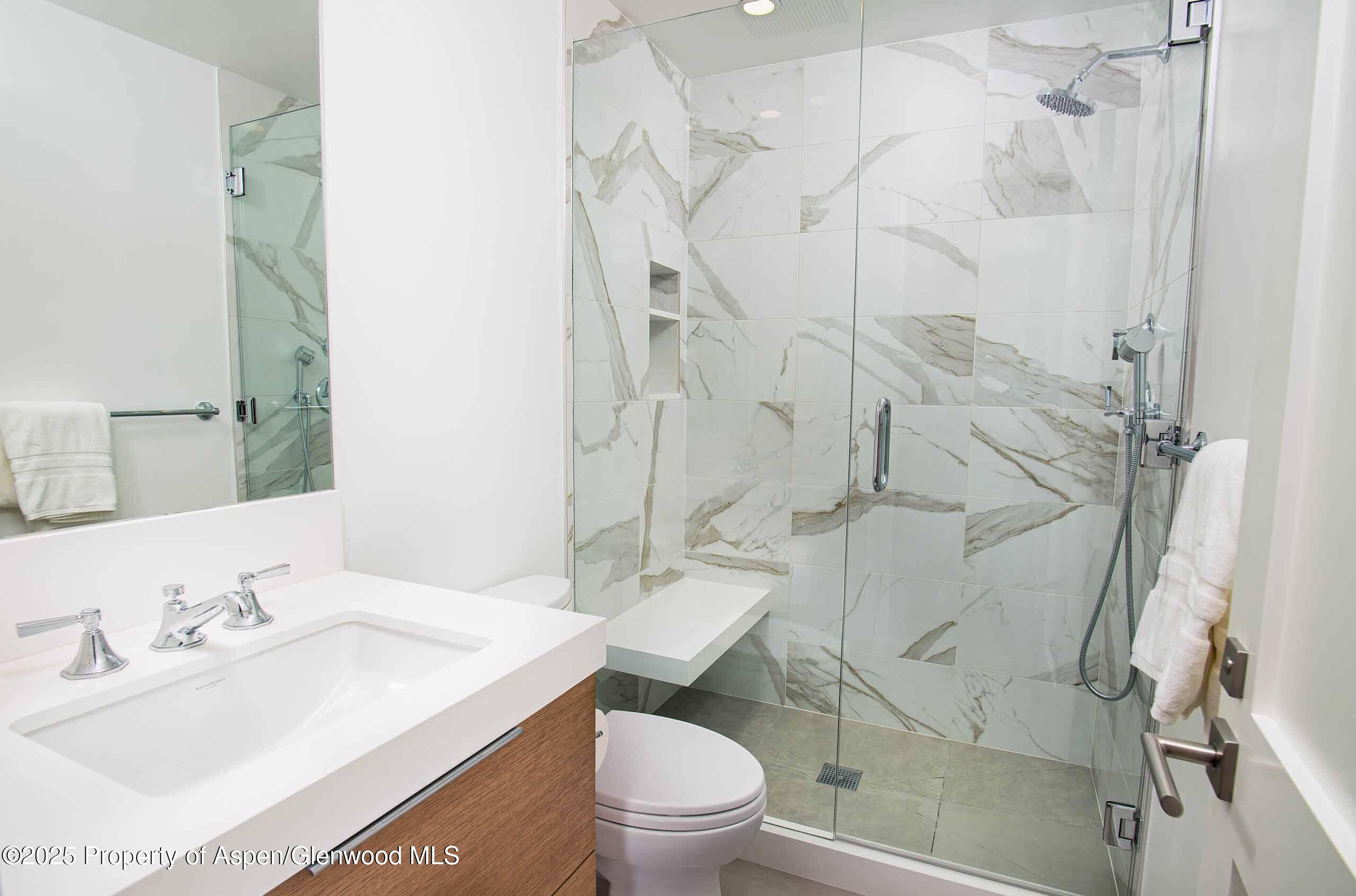 1018 East Hyman Avenue, Unit 1 Aspen, CO 81611 - Photo 14 of 28 a bathroom with a sink toilet and shower