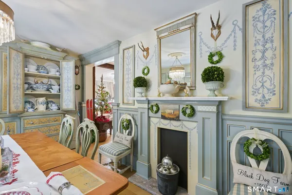 a living room with furniture and decor