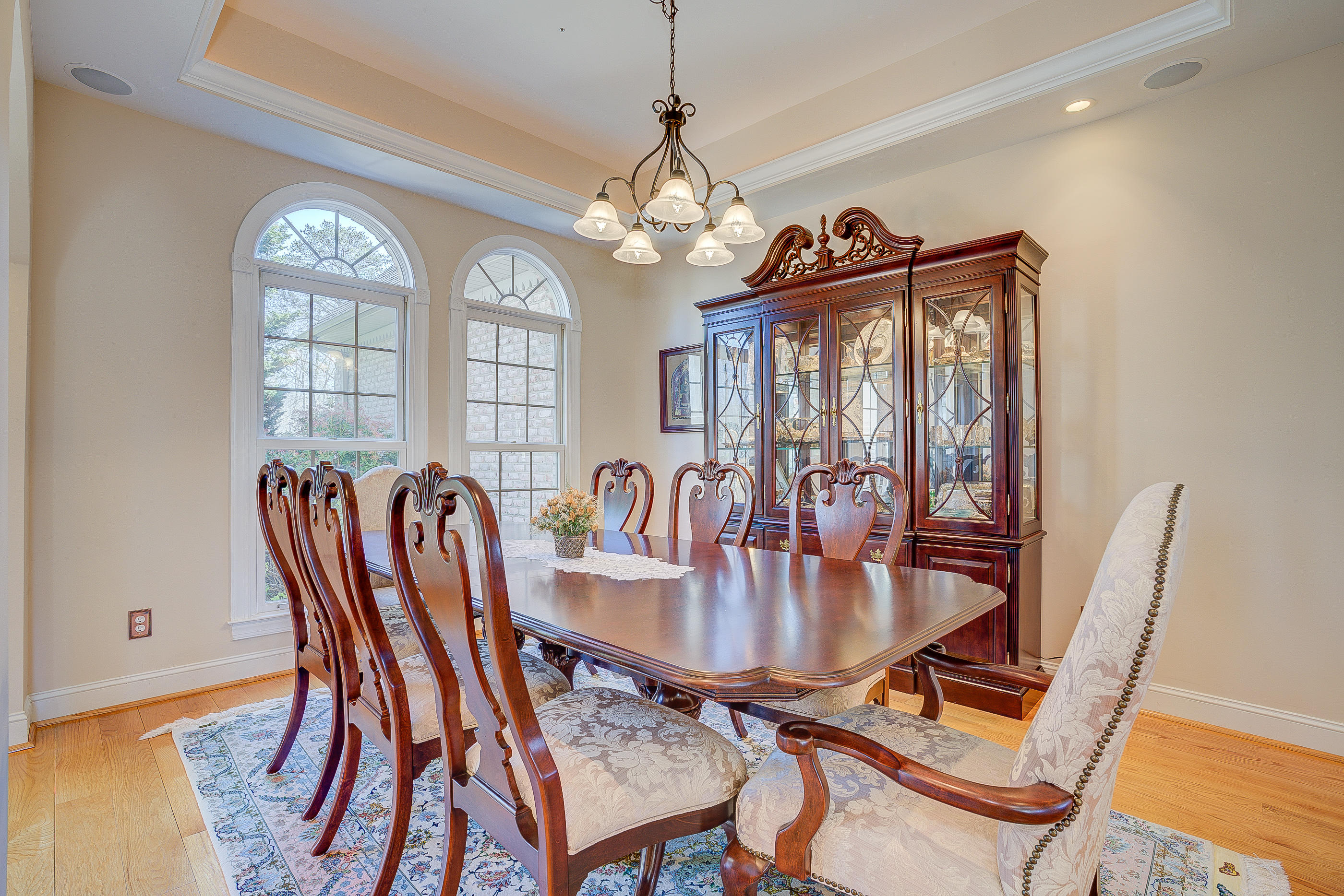 2851 New Ridge Road Elliston, VA 24087 - Photo 16 of 58 a view of a dining room with furniture a chandelier and wooden floor