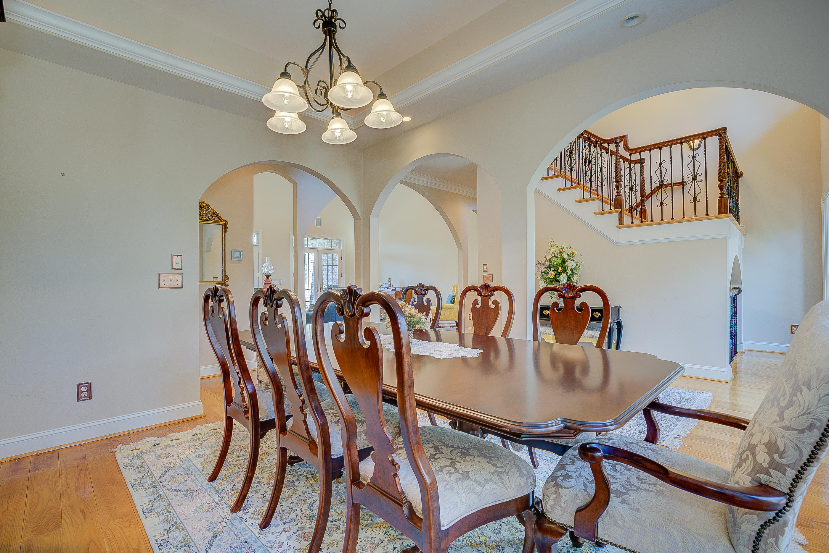 2851 New Ridge Road Elliston, VA 24087 - Photo 18 of 58 a view of a dining room with furniture and a chandelier