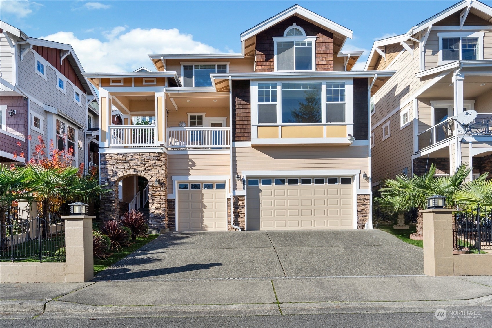 a front view of a multi story residential apartment building