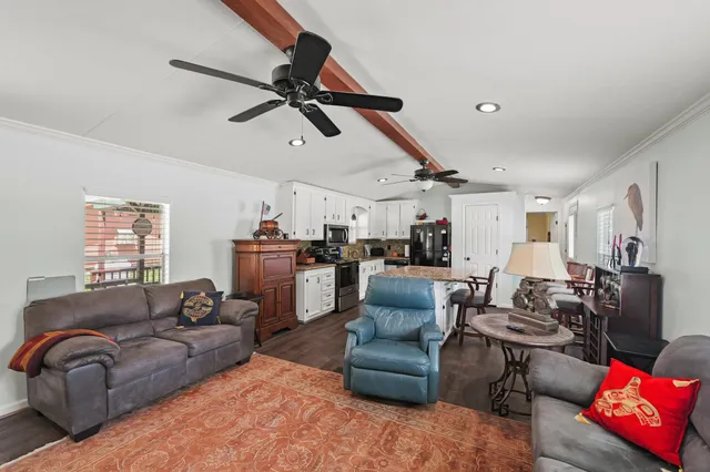 a living room with furniture