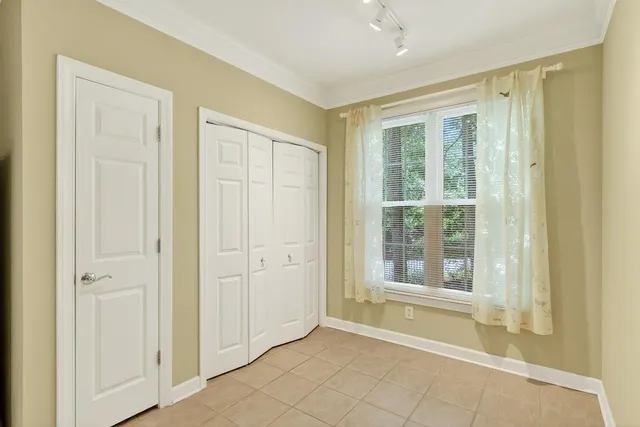 an empty room with windows