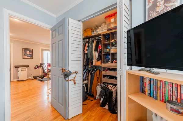 a view of a living room and bathroom
