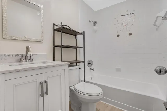 a bathroom with a bathtub