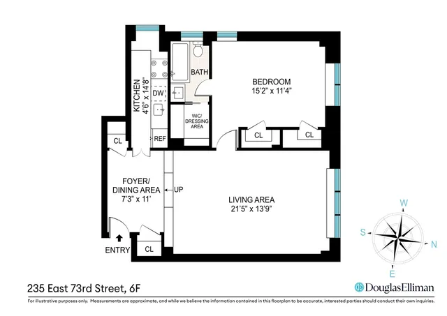 $879,000 | 235 East 73rd Street, Unit 6F | Lenox Hill